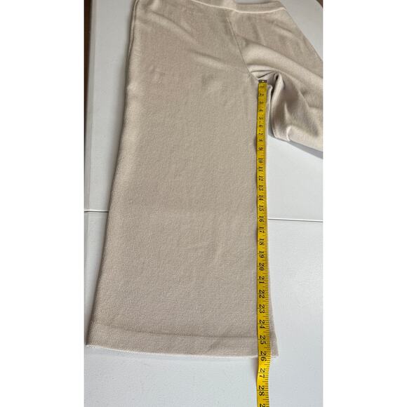 St John Luxe Knit Wide Leg Pants Size 16 Alabaster Wool Blend NWT $395 Neutral - Picture 7 of 11